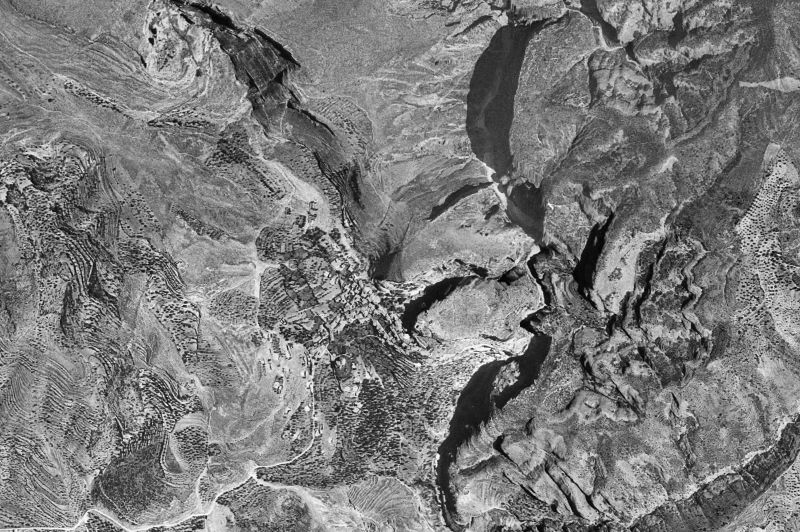 Ortofoto de 1956-1957 del núcleo de Alquézar