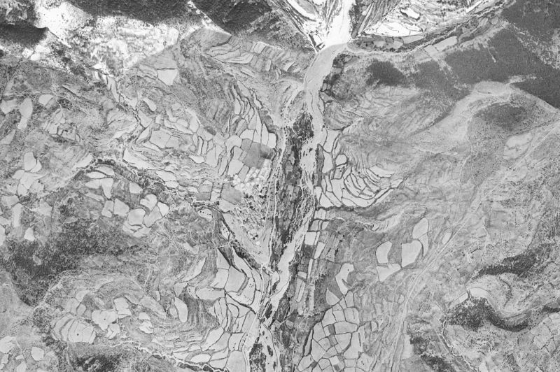 Ortofoto de 1956-1957 del núcleo de Aragüés del Puerto