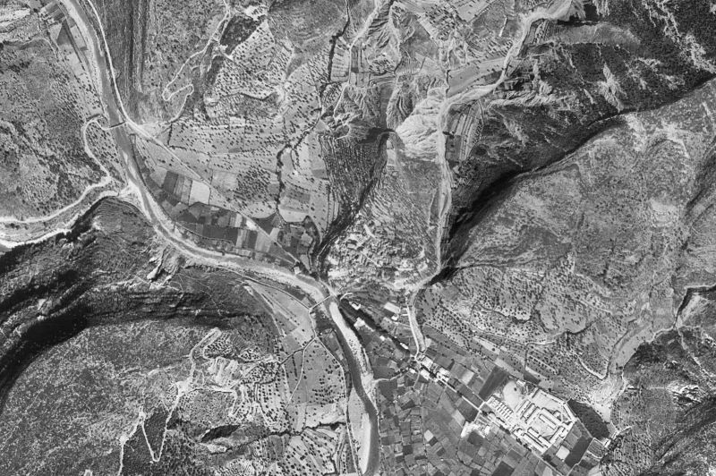 Ortofoto de 1956-1957 del núcleo de Boltaña