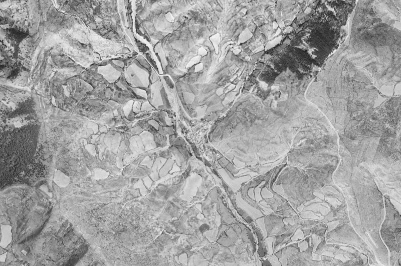 Ortofoto de 1956-1957 del núcleo de Borau
