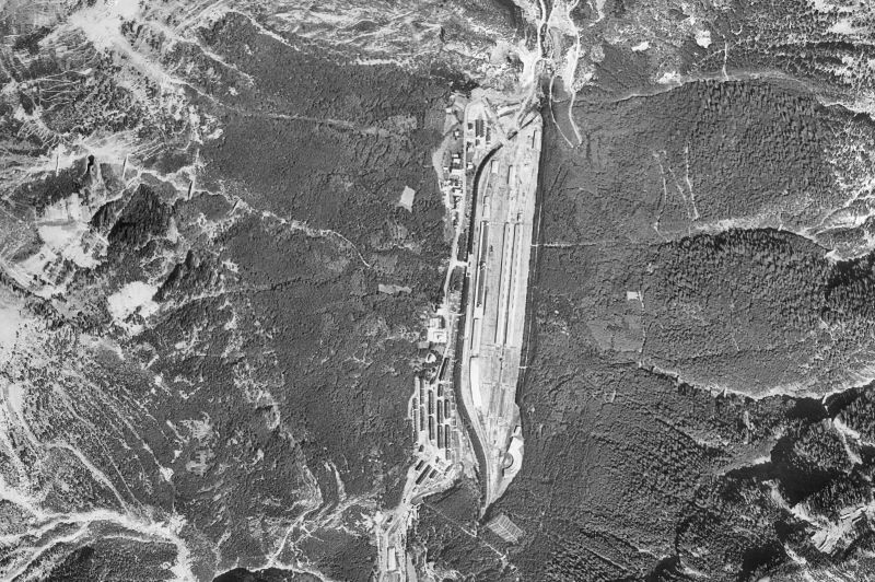 Ortofoto de 1956-1957 del núcleo de Canfranc