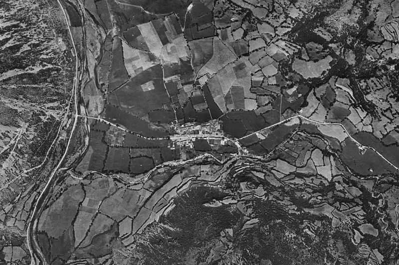 Ortofoto de 1956-1957 del núcleo de Castejón de Sos