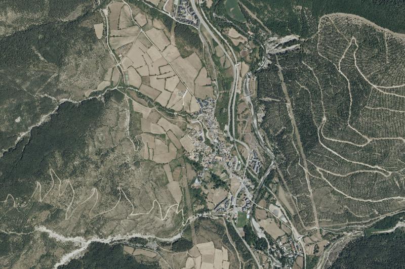 Ortofoto actual del núcleo de Castiello de Jaca