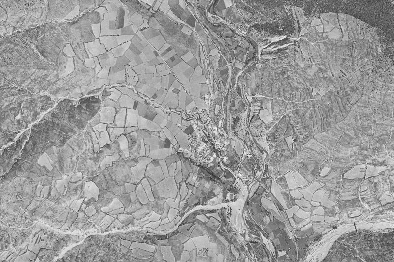 Ortofoto de 1956-1957 del núcleo de Castiello de Jaca