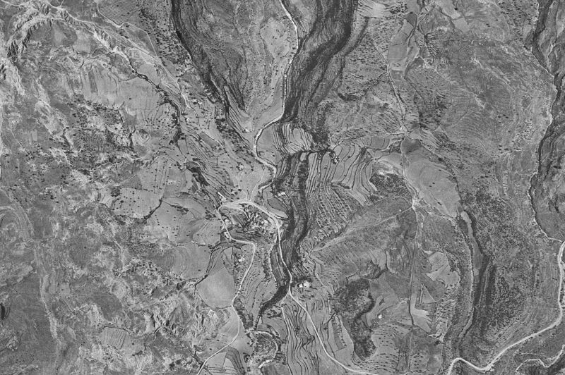 Ortofoto de 1956-1957 del núcleo de Castigaleu