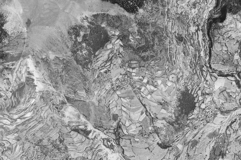 Ortofoto de 1956-1957 del núcleo de Gistaín