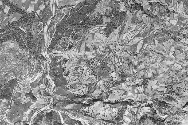 Ortofoto de 1956-1957 del núcleo de Hoz de Jaca