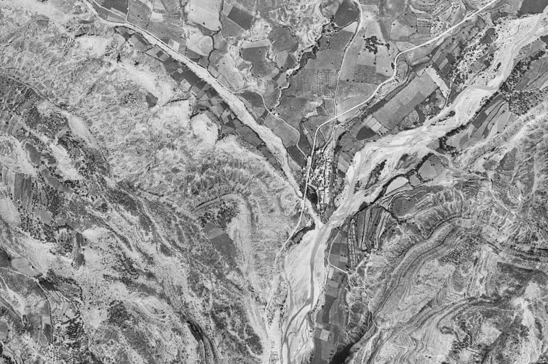 Ortofoto de 1956-1957 del núcleo de Isábena
