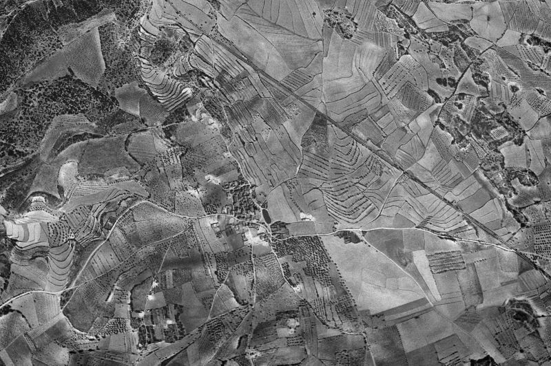 Ortofoto de 1956-1957 del núcleo de Lascellas-Ponzano