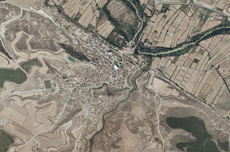 Ortofoto actual del núcleo de Ontiñena