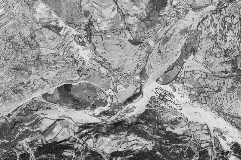 Ortofoto de 1956-1957 del núcleo de Plan