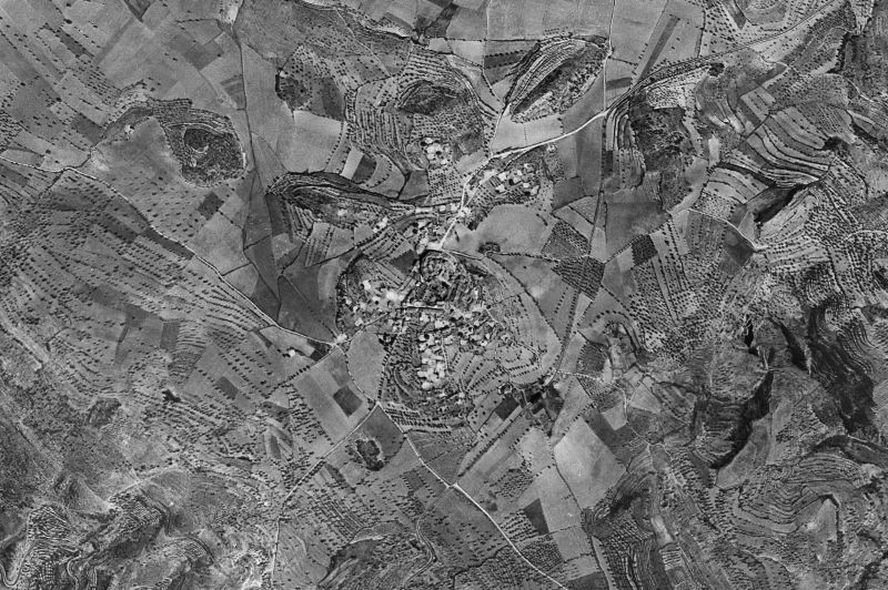 Ortofoto de 1956-1957 del núcleo de La Puebla de Castro