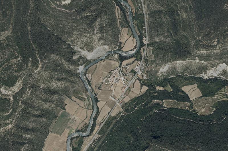 Ortofoto actual del núcleo de Santaliestra y San Quílez