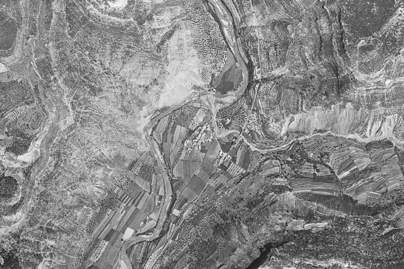 Ortofoto de 1956-1957 del núcleo de Santaliestra y San Quílez