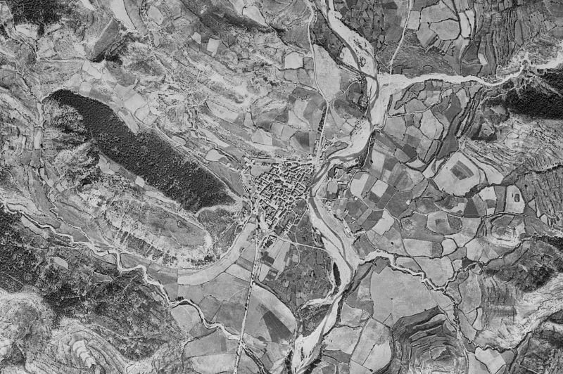Ortofoto de 1956-1957 del núcleo de Valle de Hecho