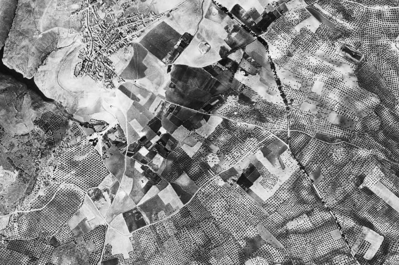 Ortofoto de 1956-1957 del núcleo de Baños de la Encina