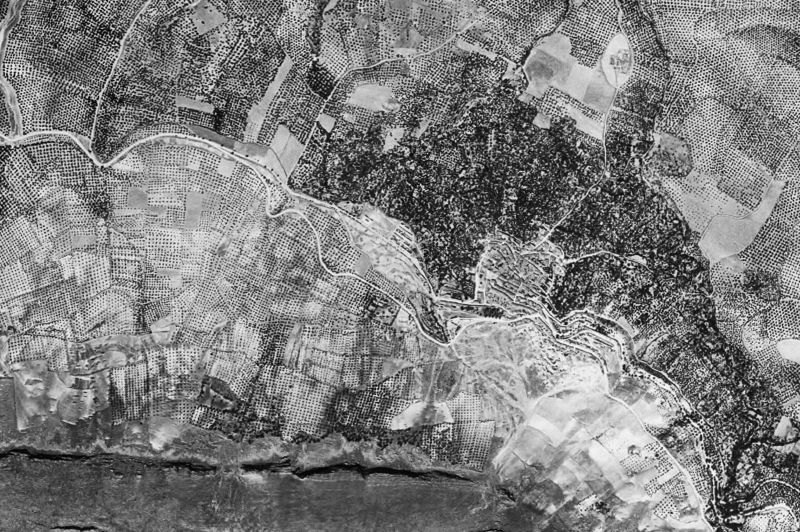 Ortofoto de 1956-1957 del núcleo de Jimena