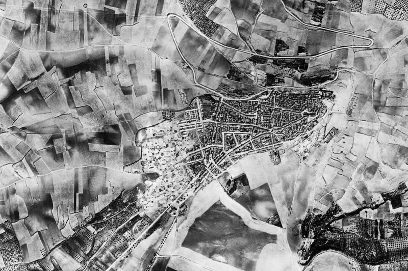 Ortofoto de 1956-1957 del núcleo de Sabiote