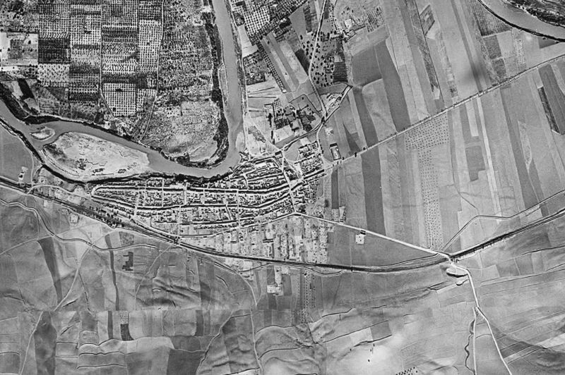 Ortofoto de 1956-1957 del núcleo de Villanueva de la Reina