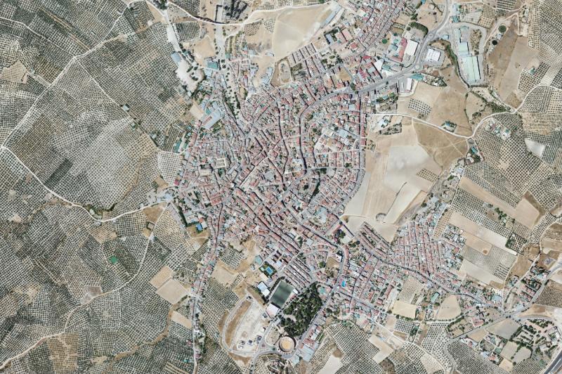 Ortofoto actual del núcleo de Villanueva del Arzobispo