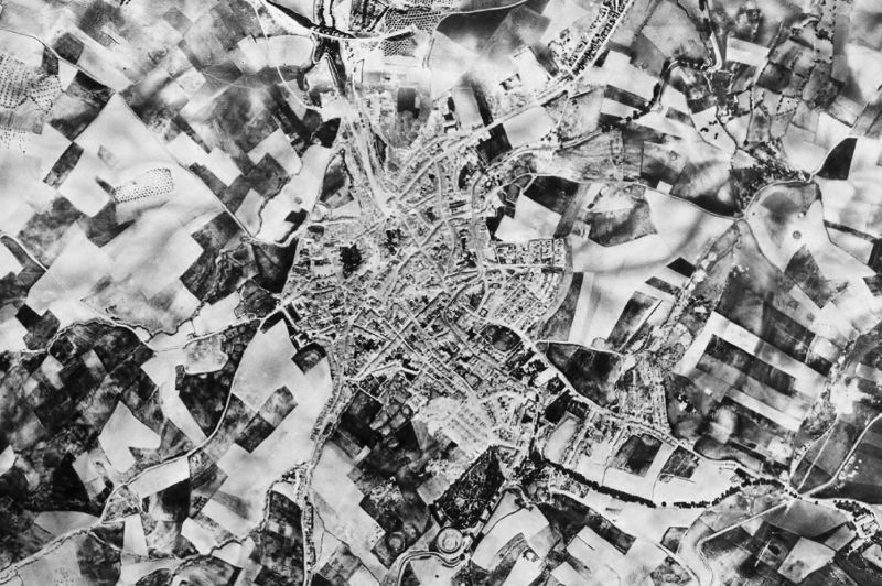 Ortofoto de 1956-1957 del núcleo de Villanueva del Arzobispo