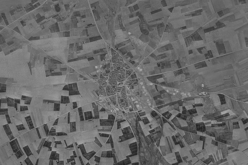 Ortofoto de 1956-1957 del núcleo de Bercianos del Páramo