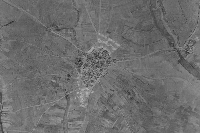 Ortofoto de 1956-1957 del núcleo de Bercianos del Real Camino
