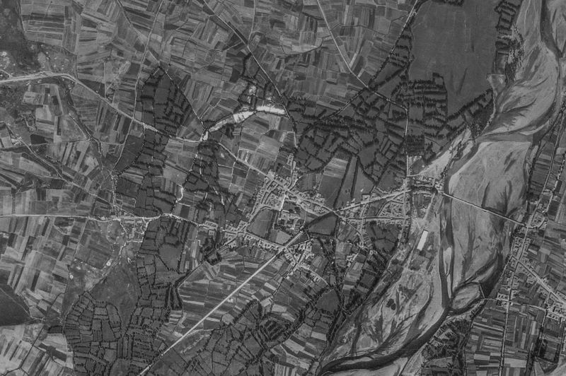 Ortofoto de 1956-1957 del núcleo de Carrizo