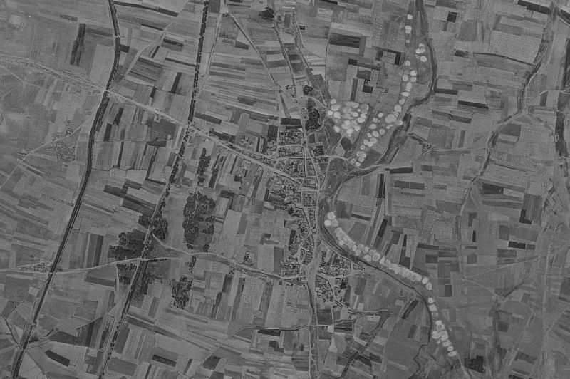 Ortofoto de 1956-1957 del núcleo de Cimanes de la Vega