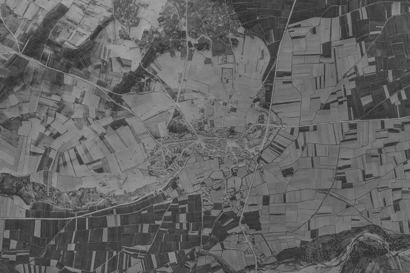 Ortofoto de 1956-1957 del núcleo de Destriana