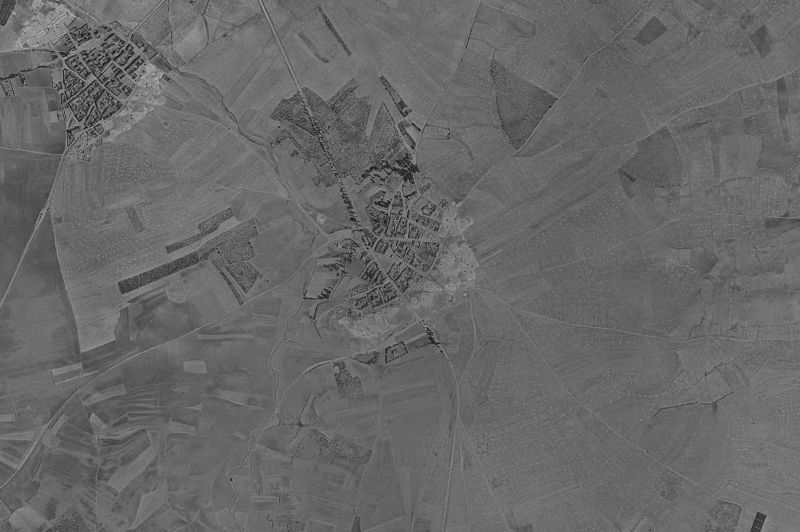 Ortofoto de 1956-1957 del núcleo de Fuentes de Carbajal