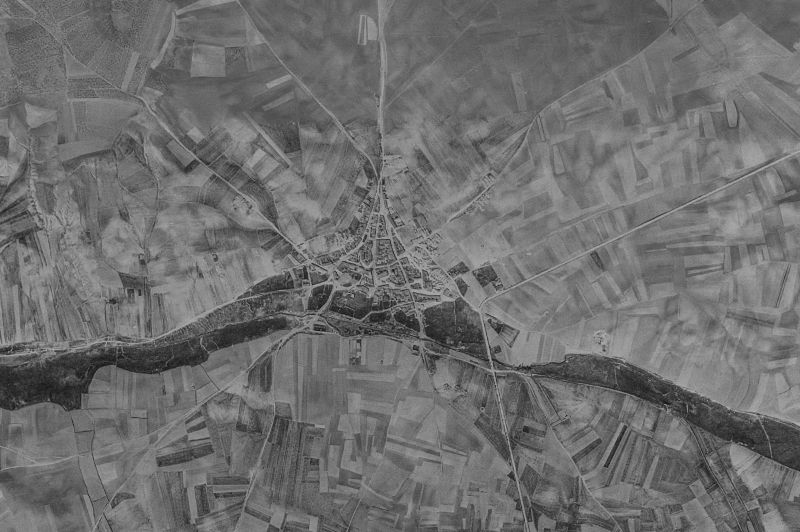 Ortofoto de 1956-1957 del núcleo de Gusendos de los Oteros
