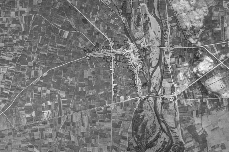 Ortofoto de 1956-1957 del núcleo de Hospital de Órbigo