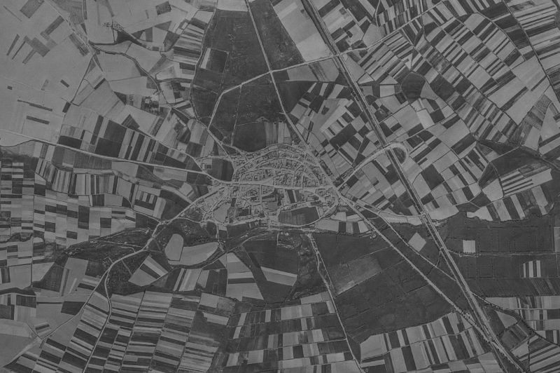 Ortofoto de 1956-1957 del núcleo de Palacios de la Valduerna