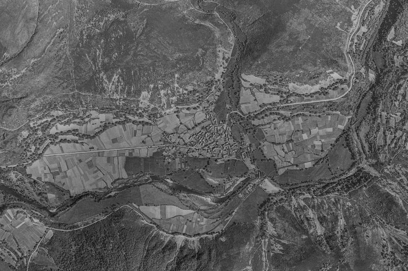 Ortofoto de 1956-1957 del núcleo de Palacios del Sil