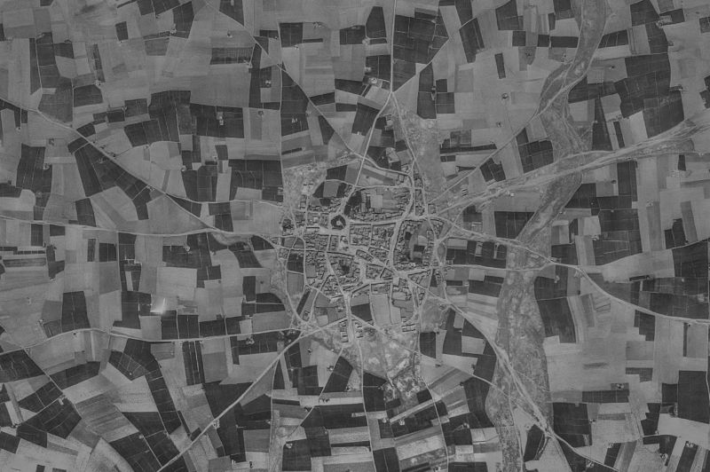 Ortofoto de 1956-1957 del núcleo de Pobladura de Pelayo García