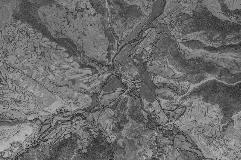 Ortofoto de 1956-1957 del núcleo de Posada de Valdeón