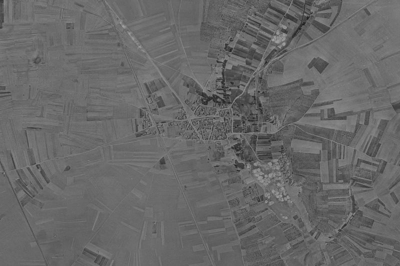 Ortofoto de 1956-1957 del núcleo de Pozuelo del Páramo