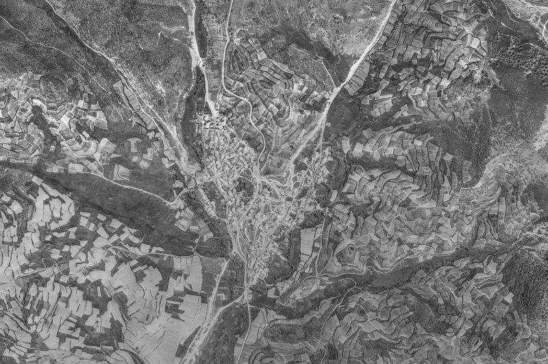 Ortofoto de 1956-1957 del núcleo de Prioro