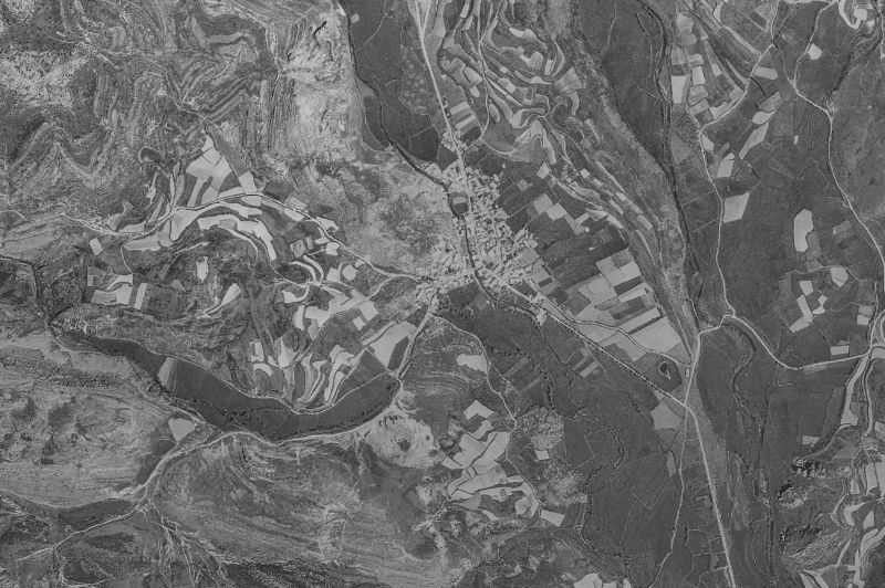 Ortofoto de 1956-1957 del núcleo de Puebla de Lillo