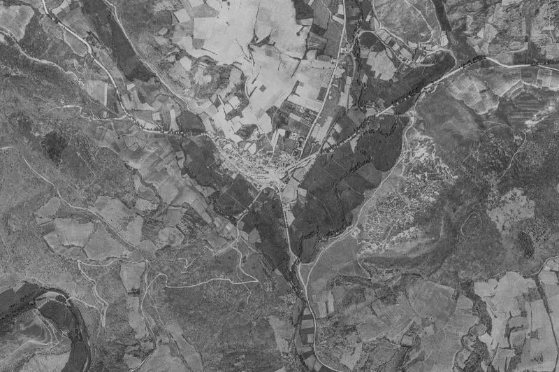 Ortofoto de 1956-1957 del núcleo de Riello