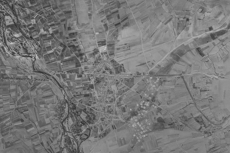 Ortofoto de 1956-1957 del núcleo de San Justo de la Vega