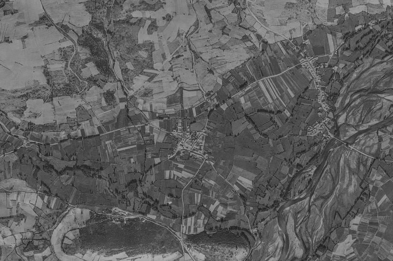 Ortofoto de 1956-1957 del núcleo de Santa María de Ordás