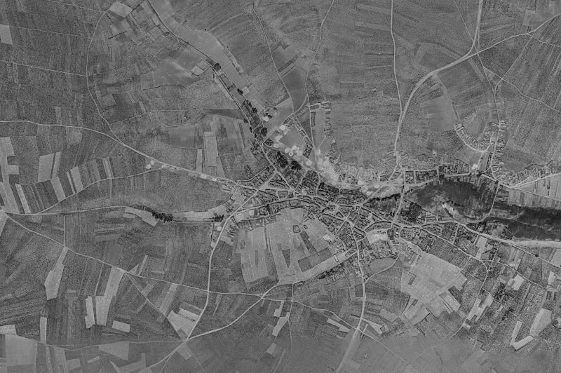 Ortofoto de 1956-1957 del núcleo de Valdevimbre