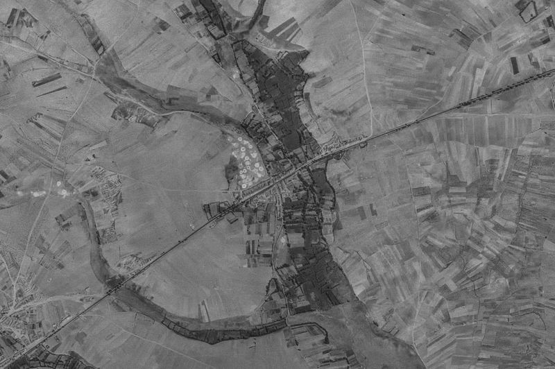 Ortofoto de 1956-1957 del núcleo de Valverde de la Virgen
