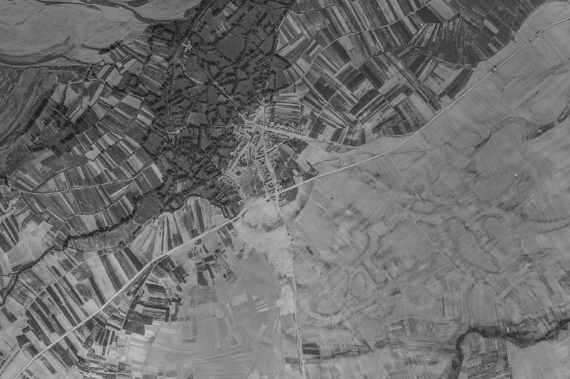Ortofoto de 1956-1957 del núcleo de Villanueva de las Manzanas