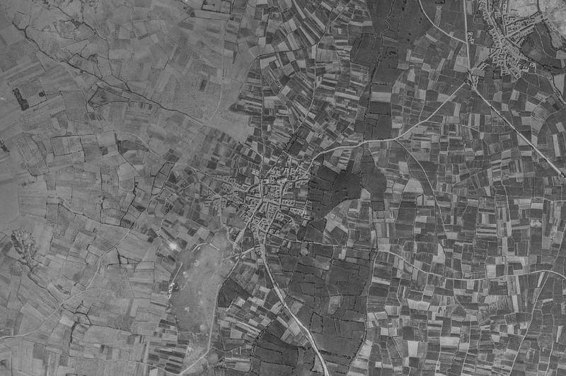 Ortofoto de 1956-1957 del núcleo de Villares de Órbigo