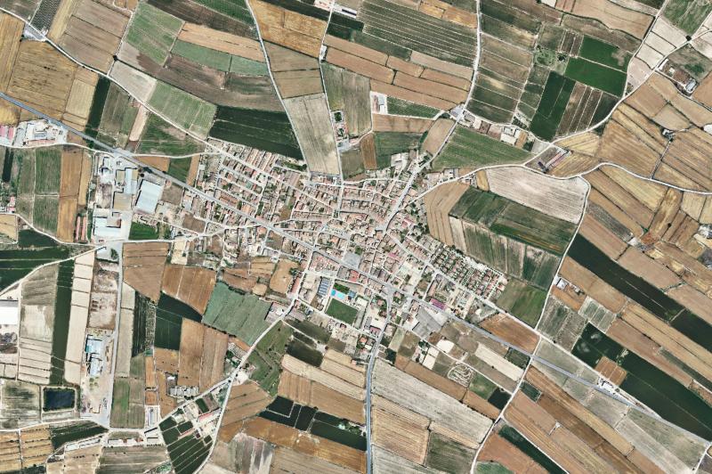 Ortofoto actual del núcleo de Bellcaire d'Urgell