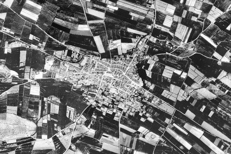 Ortofoto de 1956-1957 del núcleo de Bellcaire d'Urgell