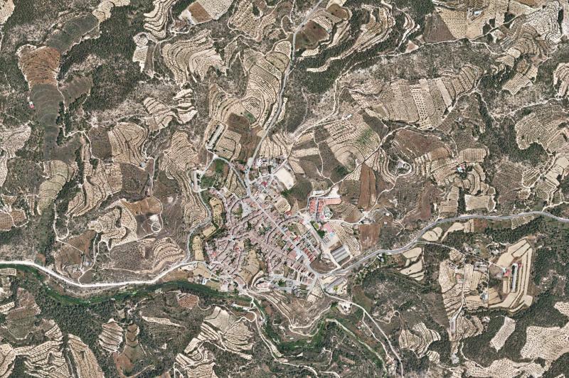 Ortofoto actual del núcleo de Cervià de les Garrigues